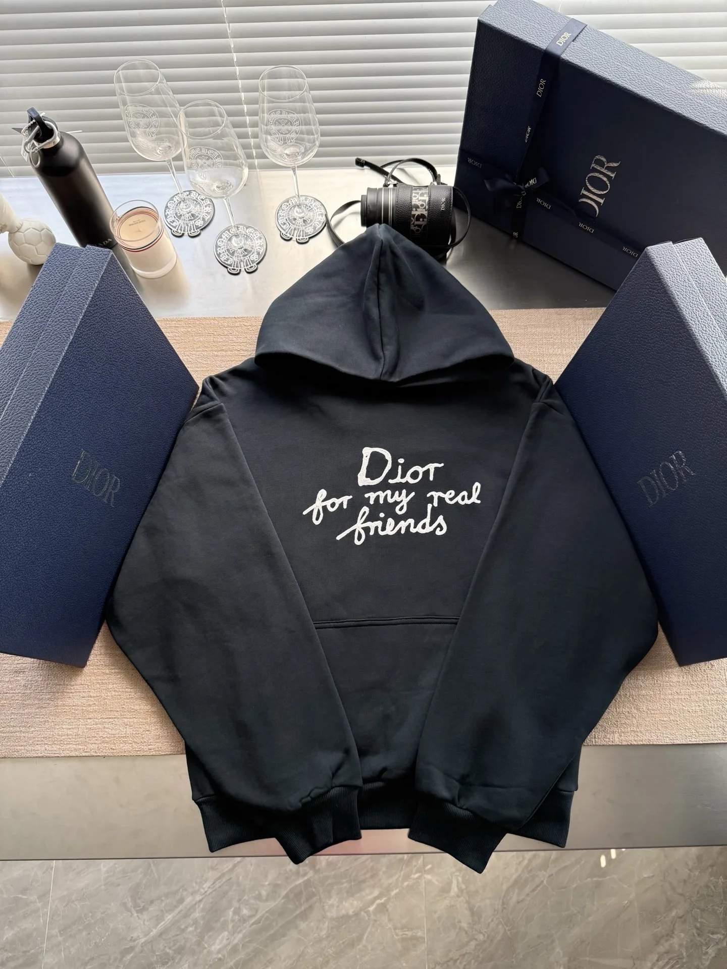 디올(Dior) 로고 디테일 코튼 후드